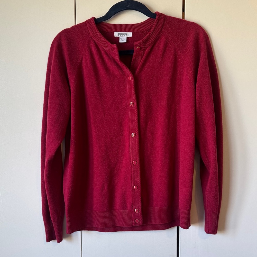 Classic Women's Red Cardigan Sweater